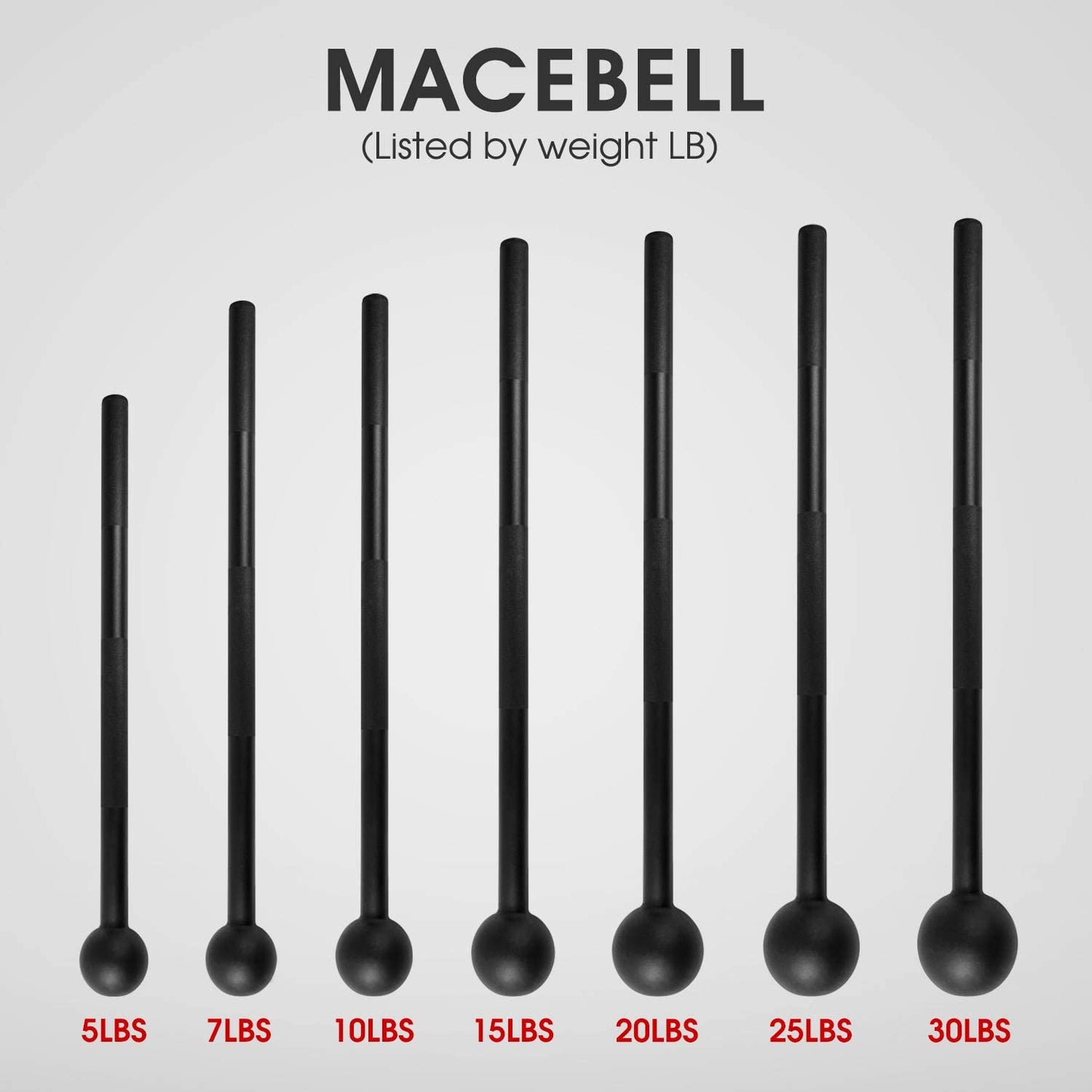 Versatile Steel Mace Bell for Full Body Strength Training - Ideal for Muscles, Shoulders, Grips & Forearms - Available in 5 to 30 LB for Men & Women