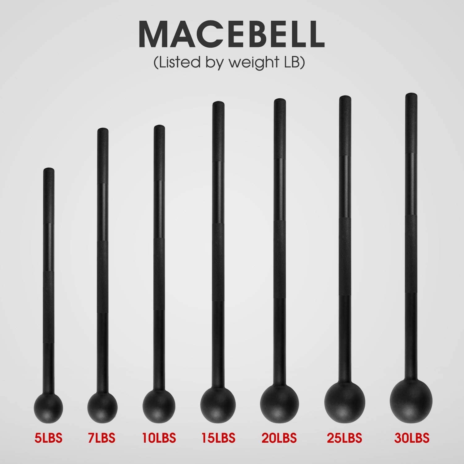 Versatile Steel Mace Bell for Full Body Strength Training - Ideal for Muscles, Shoulders, Grips & Forearms - Available in 5 to 30 LB for Men & Women