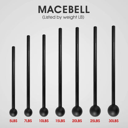 Versatile Steel Mace Bell for Full Body Strength Training - Ideal for Muscles, Shoulders, Grips & Forearms - Available in 5 to 30 LB for Men & Women