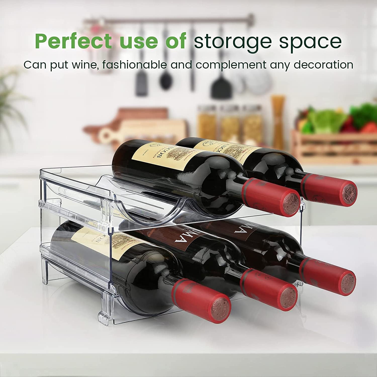 Stackable Water Bottle Organizer - 2 Pack Cabinet Storage Rack for Efficient Water Bottle Management