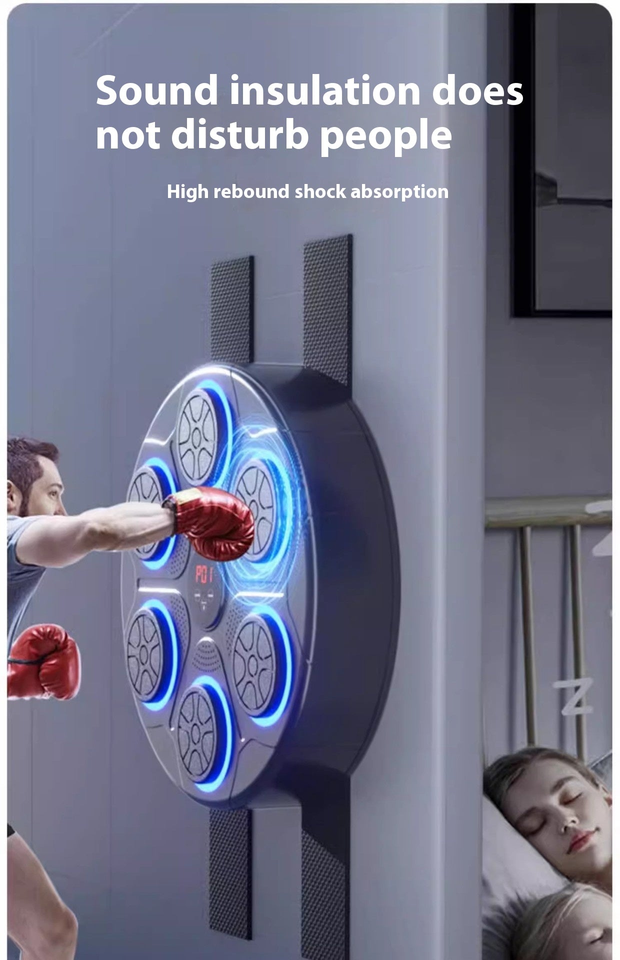 RGB Light Music Boxing Machine - Bluetooth-Compatible, Adjustable Speed for Indoor Kickboxing & Karate Fitness at Home