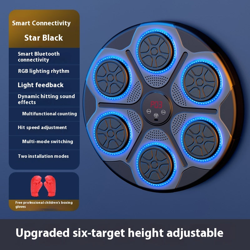 RGB Light Music Boxing Machine - Bluetooth-Compatible, Adjustable Speed for Indoor Kickboxing & Karate Fitness at Home