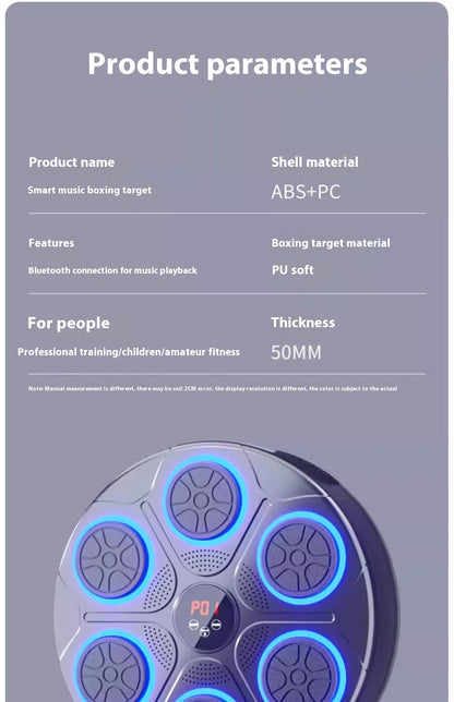 RGB Light Music Boxing Machine - Bluetooth-Compatible, Adjustable Speed for Indoor Kickboxing & Karate Fitness at Home