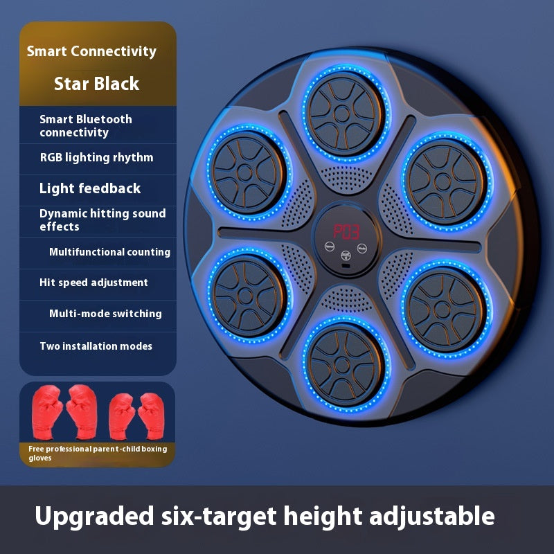 RGB Light Music Boxing Machine - Bluetooth-Compatible, Adjustable Speed for Indoor Kickboxing & Karate Fitness at Home