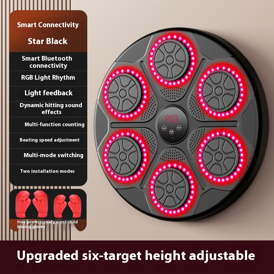 RGB Light Music Boxing Machine - Bluetooth-Compatible, Adjustable Speed for Indoor Kickboxing & Karate Fitness at Home