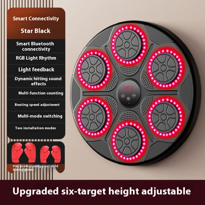 RGB Light Music Boxing Machine - Bluetooth-Compatible, Adjustable Speed for Indoor Kickboxing & Karate Fitness at Home
