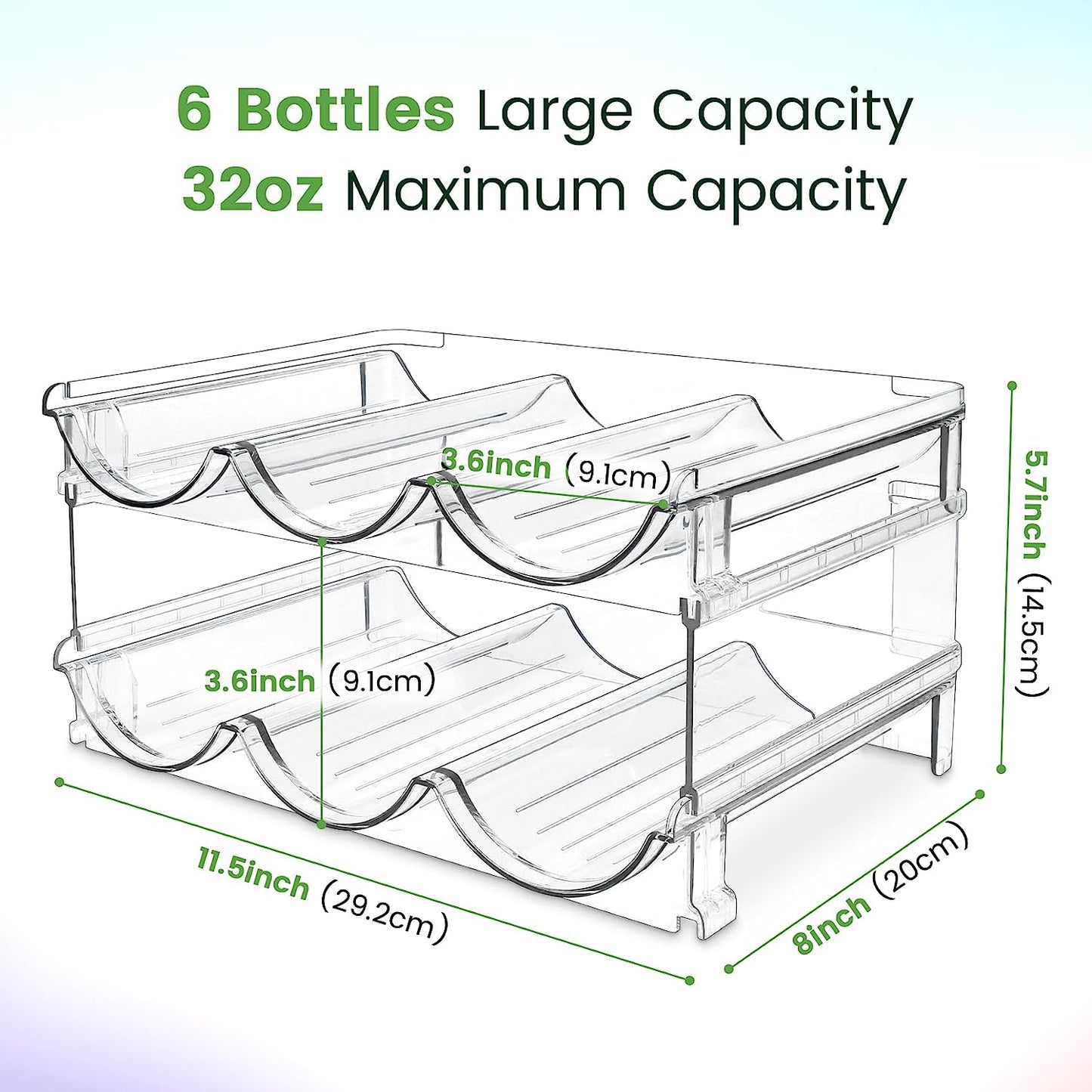 Stackable Water Bottle Organizer - 2 Pack Cabinet Storage Rack for Efficient Water Bottle Management