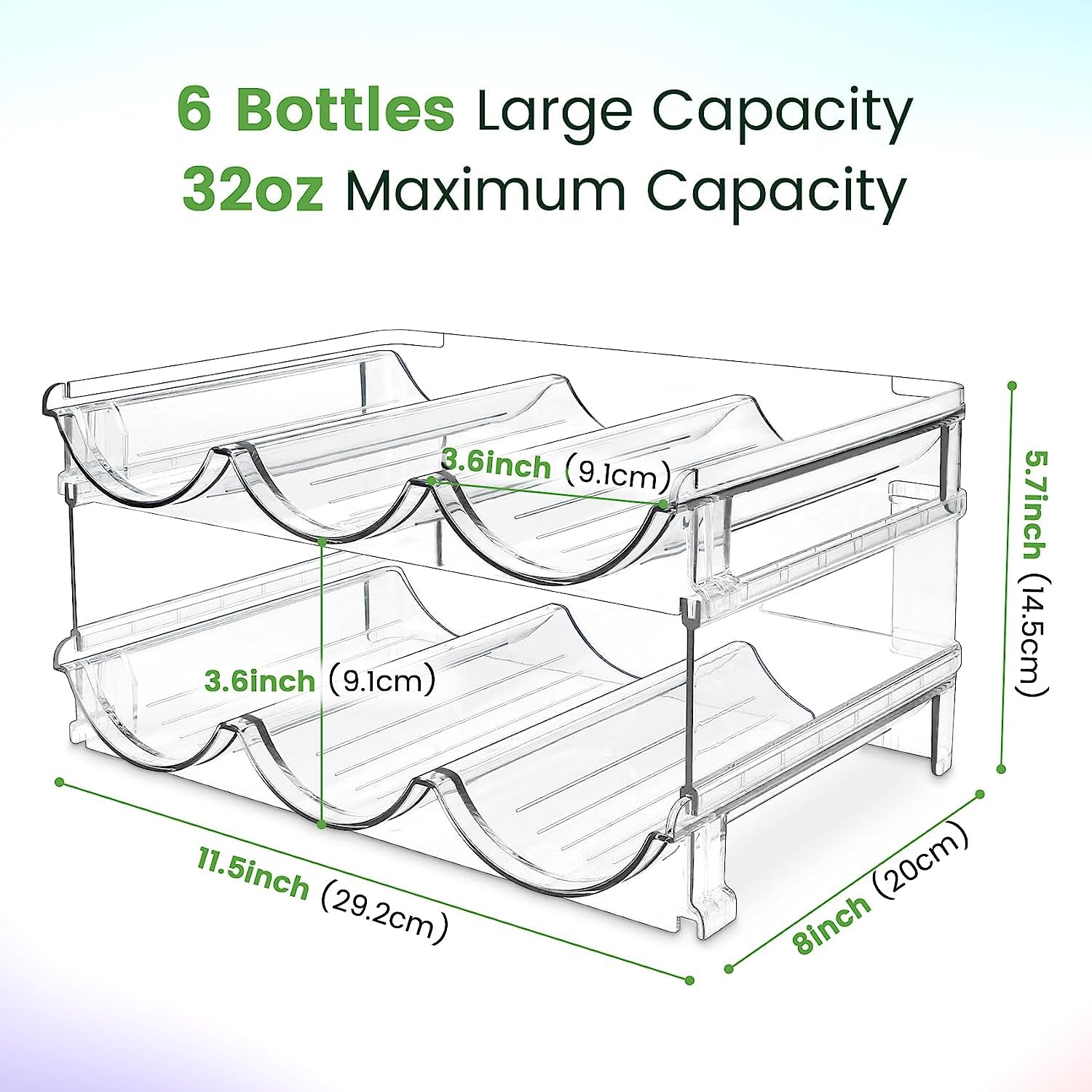 Stackable Water Bottle Organizer - 2 Pack Cabinet Storage Rack for Efficient Water Bottle Management