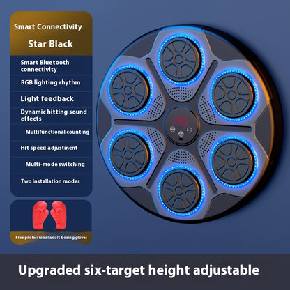 RGB Light Music Boxing Machine - Bluetooth-Compatible, Adjustable Speed for Indoor Kickboxing & Karate Fitness at Home