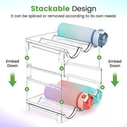 Stackable Water Bottle Organizer - 2 Pack Cabinet Storage Rack for Efficient Water Bottle Management
