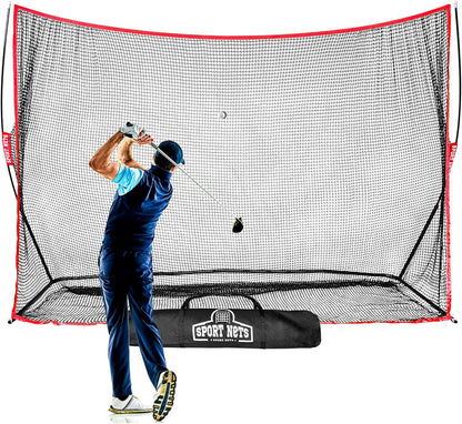 Golf Driving Practice Net, Indoor & Outdoor Ball Hitting, 10 X 7 Feet - Heavy-Duty Golf Netting for Home, Backyard, and Garage Training