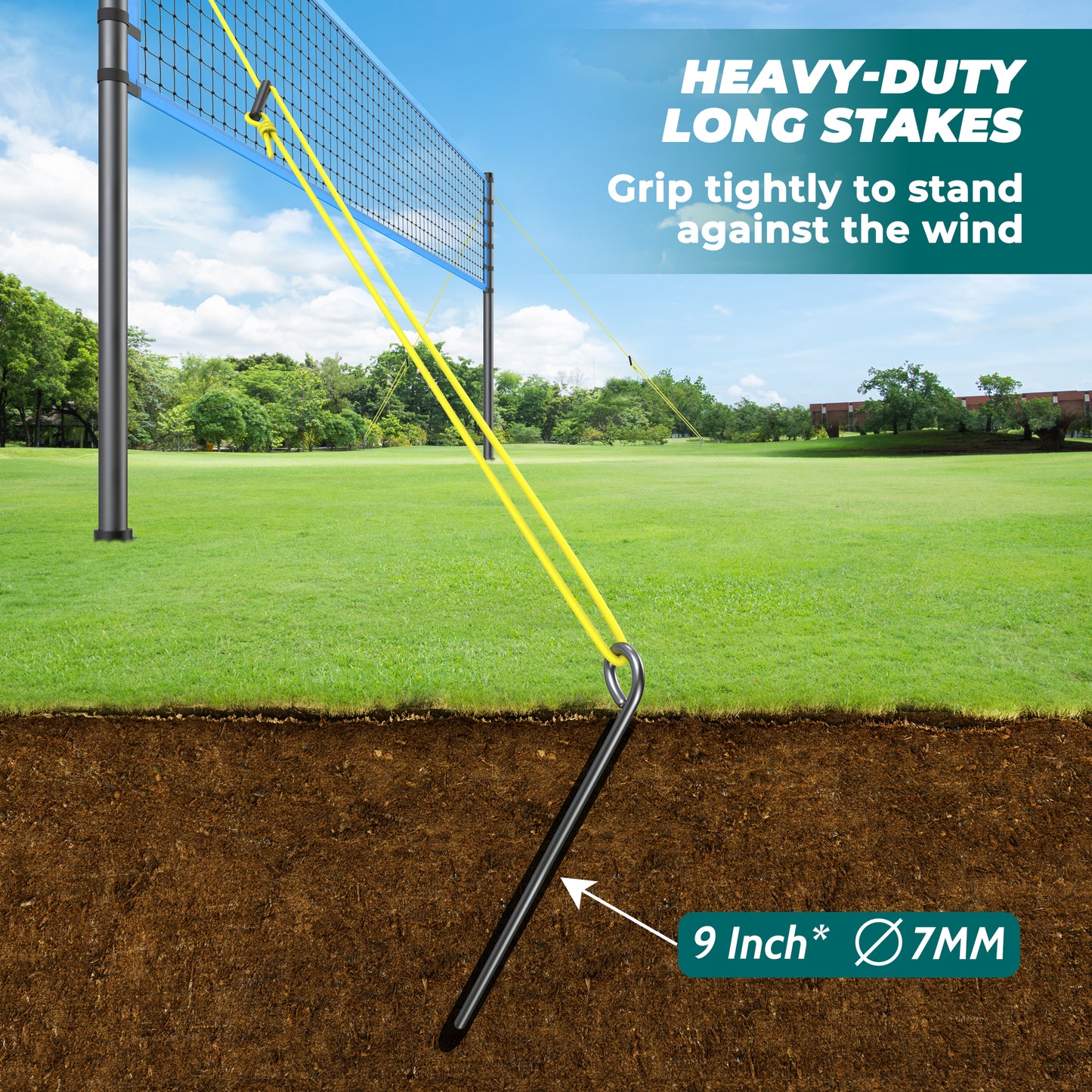 Ultimate 32FT Outdoor Volleyball Net Set - Quick Setup, Adjustable Height, Complete with PU Volleyball, Pump & Carrying Bag!