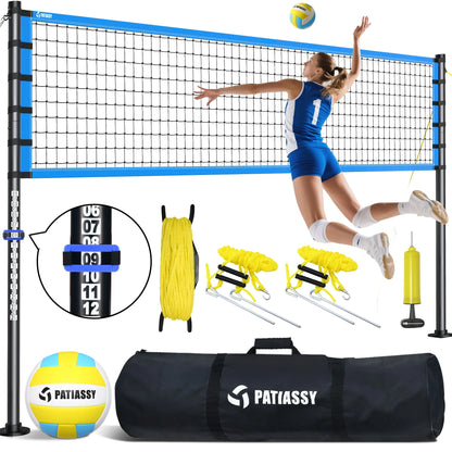 Ultimate 32FT Outdoor Volleyball Net Set - Quick Setup, Adjustable Height, Complete with PU Volleyball, Pump & Carrying Bag!